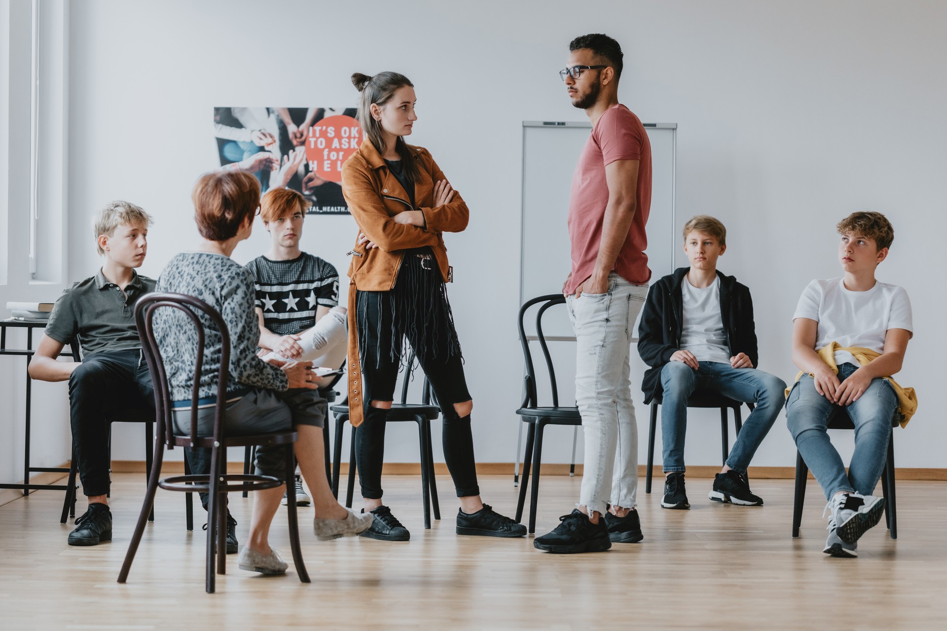 Two people during workshops